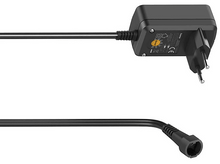 Charger l'image dans la galerie, Un adaptateur noir avec une prise de courant et un connecteur. Le cordon est noir.