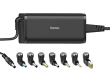 Charger l'image dans la galerie, Adaptateur secteur noir avec plusieurs embouts de connecteur. L'adaptateur porte un logo 'hama'. Connecteurs coudés et noirs.
