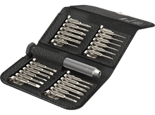 Charger l'image dans la galerie, Kit d'outils avec divers tournevis dans un étui noir. La poignée est au milieu.