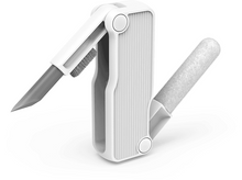 Charger l'image dans la galerie, Un outil de nettoyage blanc avec un couteau et une brosse.