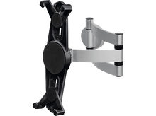 Charger l'image dans la galerie, Un support de tablette noir et argenté monté sur un mur. Il a un bras rotatif.