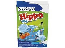 Charger l'image dans la galerie, L'avant d'une boîte de jeu de société. Le jeu s'appelle Hippo Hap. La boîte est principalement bleue et verte.