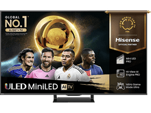 Charger l'image dans la galerie, Un téléviseur moderne affichant un match de football. Caractéristiques : ULED MiniLED, AI TV, Hi-View AI et 165Hz.