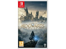 Charger l'image dans la galerie, Boîte de jeu Nintendo Switch. Titre Hogwarts Legacy, une figure avec une baguette sur une falaise surplombant un château.