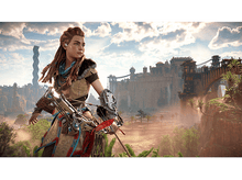 Charger l'image dans la galerie, Une femme avec un arc et des flèches se tient dans un paysage avec un château au loin.