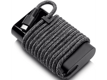 Charger l'image dans la galerie, Batterie externe noire avec un câble tressé gris, sur fond blanc.