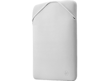 Charger l'image dans la galerie, Une housse d'ordinateur portable blanche avec le logo HP. La housse est fermée et sur fond blanc.