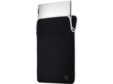 Charger l'image dans la galerie, Housse d'ordinateur portable noire avec un ordinateur portable. Bord blanc, logo HP.
