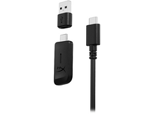 Charger l'image dans la galerie, Trois connecteurs USB noirs. L'un est USB-A, l'un USB-C et le troisième USB-C avec un appareil.