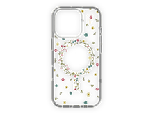 Charger l'image dans la galerie, Coque de téléphone transparente avec motif floral. La coque a des fleurs et un cercle blanc.