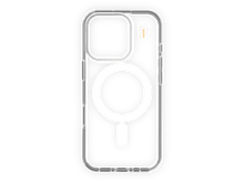 Charger l'image dans la galerie, Coque de téléphone transparente avec anneau blanc et logo. Fond noir.