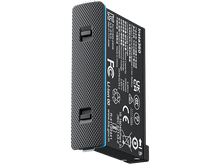 Charger l'image dans la galerie, Batterie de caméra Insta360. Noir et argent avec une texture en grille, marquages FCC et autres visibles.