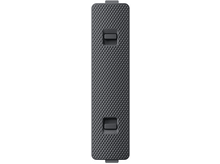 Charger l'image dans la galerie, Cache en plastique rectangulaire gris foncé avec deux découpes rectangulaires. Isolé sur fond blanc.