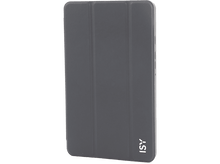 Charger l'image dans la galerie, Étui de tablette gris avec bord blanc. Logo ISY en bas à droite. Fond noir.