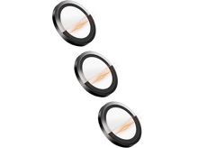 Charger l'image dans la galerie, Trois lumières argentées avec des reflets orange sont isolées sur fond noir. Chacune a un accent rouge et un centre blanc.