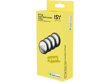 Charger l'image dans la galerie, Boîte de localisateurs d'objets intelligents. Boîte jaune avec quatre localisateurs blancs. Fond blanc.