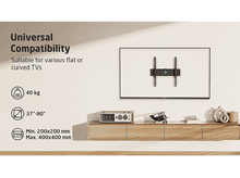 Charger l'image dans la galerie, TV monté avec compatibilité universelle, adapté à divers téléviseurs plats ou incurvés, supportant 40 kg, 37-80".