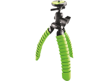 Charger l'image dans la galerie, Trépied de caméra flexible. Jambes vertes segmentées, tête noire et support.