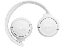 Charger l'image dans la galerie, Casque pliable blanc, vu de côté. Le logo JBL est visible sur chaque écouteur.