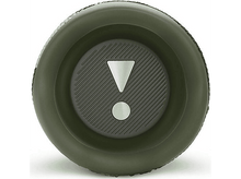 Charger l'image dans la galerie, Le dessus d'un haut-parleur JBL vert foncé. Un point d'exclamation blanc et un petit cercle au centre.