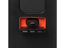Charger l'image dans la galerie, Gros plan d'un appareil noir avec un compartiment orange. Un petit objet noir se trouve à l'intérieur du compartiment.