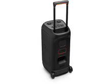 Charger l'image dans la galerie, Enceinte portable noire avec poignée et roues.