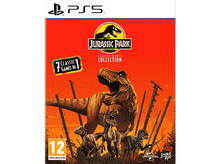 Charger l'image dans la galerie, Couverture du jeu vidéo Jurassic Park, une scène de dinosaures avec plusieurs dinos et un fond rouge.