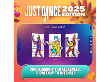 Charger l'image dans la galerie, Interface du jeu Just Dance 2025 sur une tablette, avec options de sélection de coach.