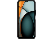 Charger l'image dans la galerie, Un smartphone noir avec un design abstrait coloré sur son écran sur un fond noir uni.