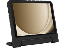 Charger l'image dans la galerie, Une tablette noire dans un étui de protection, debout, avec un écran doré et incurvé.