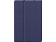 Charger l'image dans la galerie, Étui de tablette bleu fermé. Il est fait d'un matériau texturé avec trois panneaux verticaux.