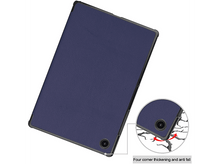 Charger l'image dans la galerie, Étui de tablette bleu avec une couverture bleu foncé. Détail d'angle montre la protection.