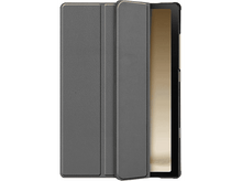 Charger l'image dans la galerie, Étui de tablette gris, ouvert, montrant un écran de tablette.