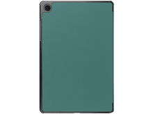 Charger l'image dans la galerie, Étui de tablette turquoise avec cadre noir, trou pour caméra en haut. Fond vert.