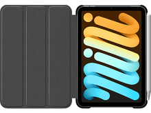 Charger l'image dans la galerie, Une tablette noire avec un étui, un stylet blanc et un design abstrait coloré.