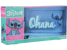 Charger l'image dans la galerie, Boîte lumineuse Disney Stitch. Le mot Ohana en néon et une image de Stitch.