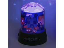 Charger l'image dans la galerie, Lampe Minecraft avec des images de personnages. La base est noire et la lampe a un dessus à facettes rotatif.