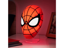 Charger l'image dans la galerie, Lampe en forme de masque de Spiderman sur une table de chevet, avec un cadre.