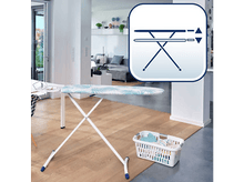 Charger l'image dans la galerie, Une planche à repasser avec un motif floral, avec une illustration du réglage de la planche.