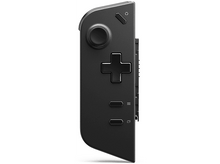 Charger l'image dans la galerie, Une manette noire avec des boutons et un joystick, vue de côté.