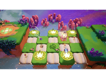 Charger l'image dans la galerie, Une scène de jeu colorée et vibrante avec des plateformes flottantes et divers éléments de jeu.