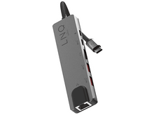Charger l'image dans la galerie, Hub USB-C LNQ gris 7 en 1 avec plusieurs ports et un câble connecté.