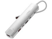 Charger l'image dans la galerie, Hub LNQ blanc avec plusieurs ports dont USB, HDMI et chargement USB-C.