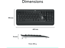 Charger l'image dans la galerie, LOGITECH Clavier sans fil et Souris sans fil MK540 Advanced AZERTY Noir (920-008678)