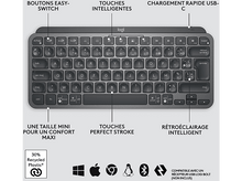 Charger l'image dans la galerie, Clavier gris foncé avec touches de fonction. Le clavier a des touches et des icônes, et est compact.