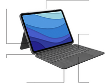 Charger l'image dans la galerie, Tablette avec étui clavier. Tablette avec écran, clavier et stylet blanc, sur fond blanc.