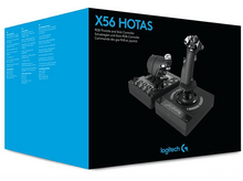 Charger l'image dans la galerie, Une boîte avec le contrôleur de manette et de manche X56 HOTAS. La boîte est bleue avec le logo Logitech G.