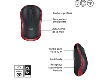 Charger l'image dans la galerie, LOGITECH Souris sans fil M185 Rouge (910-002237)
