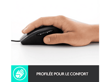 Charger l'image dans la galerie, Une main posée sur une souris d'ordinateur ergonomique noire.