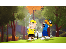 Charger l'image dans la galerie, Porky Pig et Daffy Duck jouant au golf sur un terrain vert.